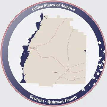 Map of Quitman County in Georgia Stock Illustration
