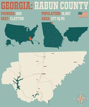 Map of Rabun County in Georgia Stock Illustration