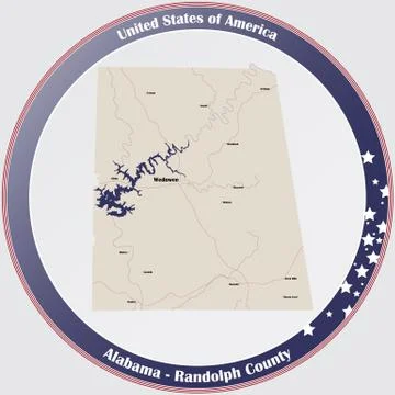 Map of Randolph County in Alabama Stock Illustration