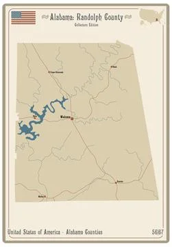 Map of Randolph county in Alabama Stock Illustration