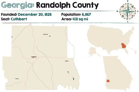 Map of Randolph County in Georgia Stock Illustration