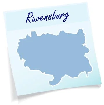 Map of ravensburg as sticky note Stock Illustration