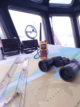 Map reading equipment Stock Photos