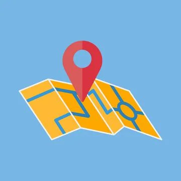A map with a red marker Stock Illustration