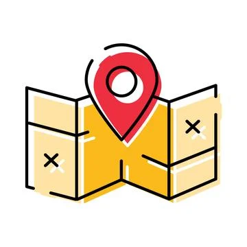 Map with a red pin showing destination location Stock Illustration