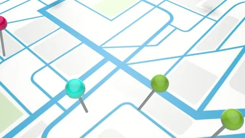 Map with red pushpin marking destination. Shallow dof. Stock Footage 231894306