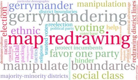 Map Redrawing Word Cloud Stock Illustration