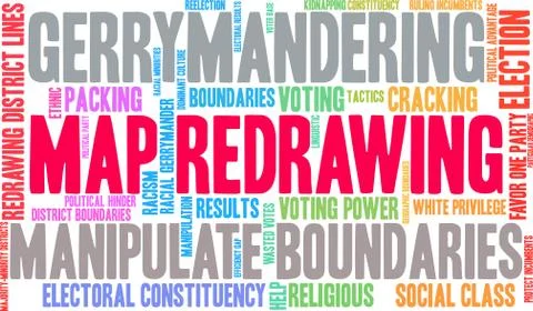 Map Redrawing Word Cloud Stock Illustration
