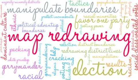 Map Redrawing Word Cloud Stock Illustration