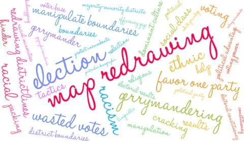 Map Redrawing Word Cloud Stock Illustration