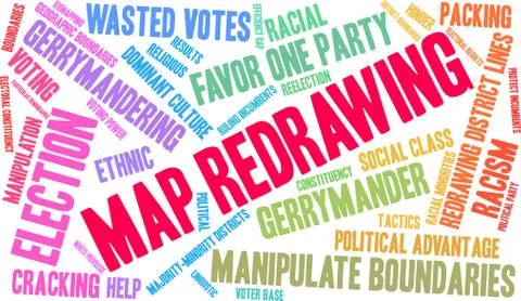 Map Redrawing Word Cloud Stock Illustration