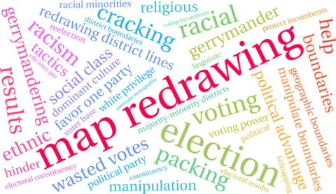 Map Redrawing Word Cloud Stock Illustration