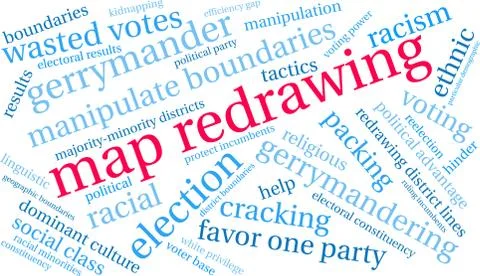 Map Redrawing Word Cloud Stock Illustration