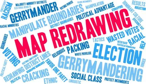 Map Redrawing Word Cloud Stock Illustration