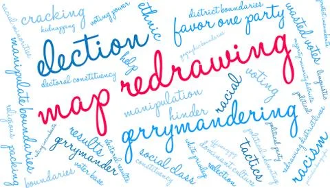 Map Redrawing Word Cloud Stock Illustration