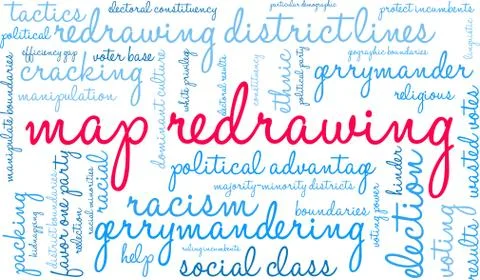 Map Redrawing Word Cloud Stock Illustration
