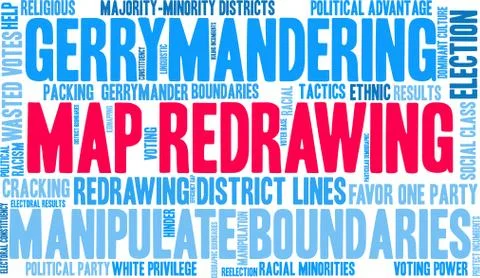 Map Redrawing Word Cloud Stock Illustration
