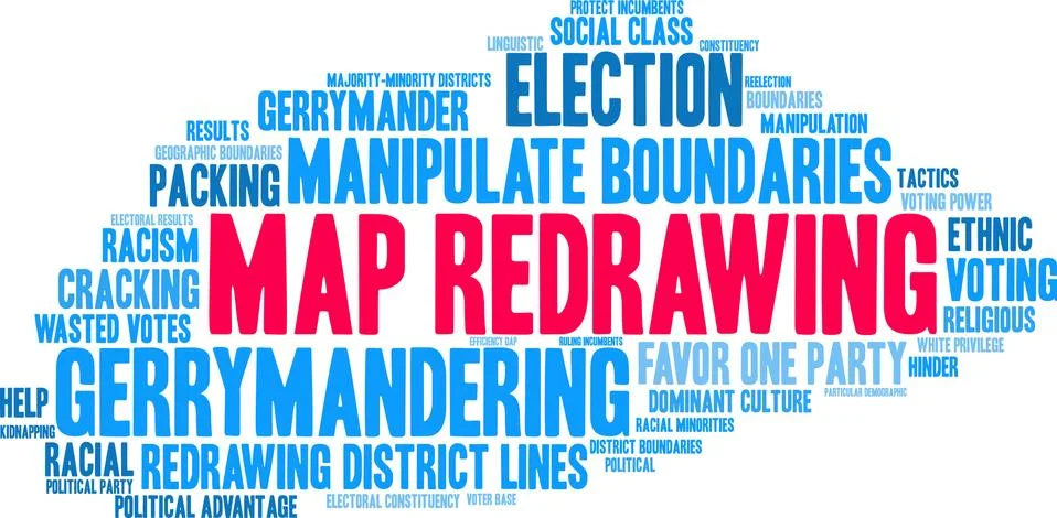 Map Redrawing Word Cloud Stock Illustration