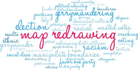 Map Redrawing Word Cloud Stock Illustration