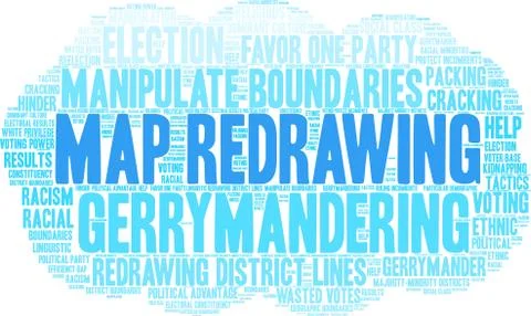 Map Redrawing Word Cloud Stock Illustration