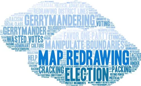 Map Redrawing Word Cloud Stock Illustration