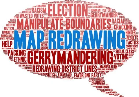 Map Redrawing Word Cloud Stock Illustration