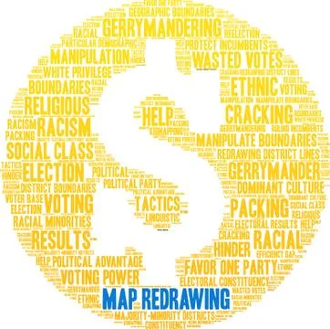 Map Redrawing Word Cloud Stock Illustration