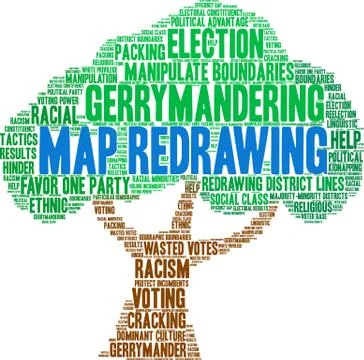 Map Redrawing Word Cloud Stock Illustration