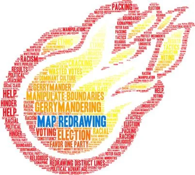 Map Redrawing Word Cloud Stock Illustration