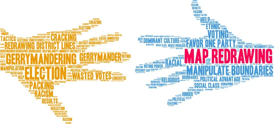 Map Redrawing Word Cloud Stock Illustration