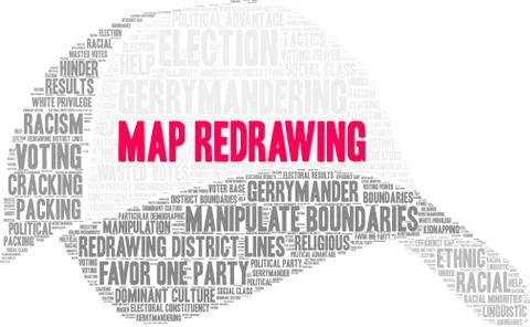 Map Redrawing Word Cloud Stock Illustration