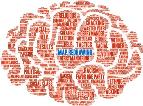 Map Redrawing Word Cloud Stock Illustration