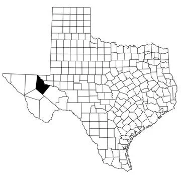 Map of Reeves County in Texas state on white background. single County map .. Stock Illustration
