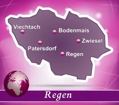 Map of regen with abstract background in violet Stock Illustration