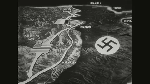 Map representation of position of different troops in battlefield - 1944 Stock Footage 106065015