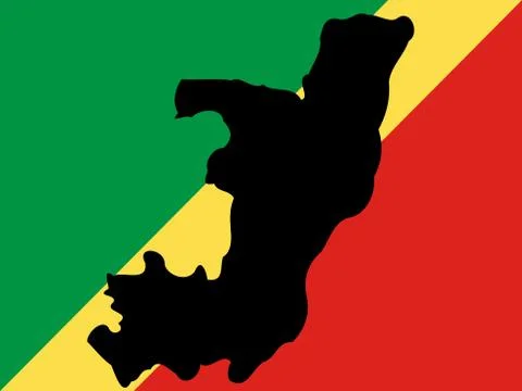 Map of Republic of Congo and Congelese flag illustration Stock Illustration