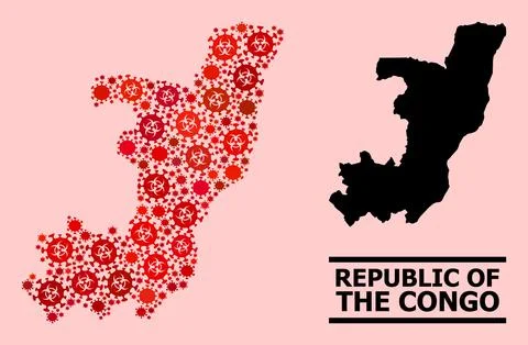 Map of Republic of the Congo - Collage of Coronavirus Biohazard Infection Items Stock Illustration