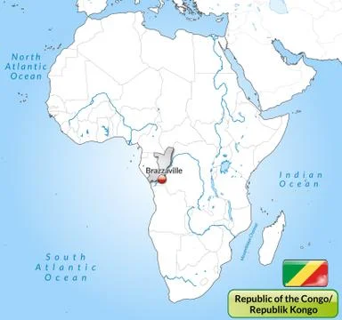 Map of republic of the congo with main cities in gray Stock Illustration