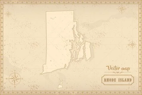 Map of Rhode Island in the old style Stock Illustration