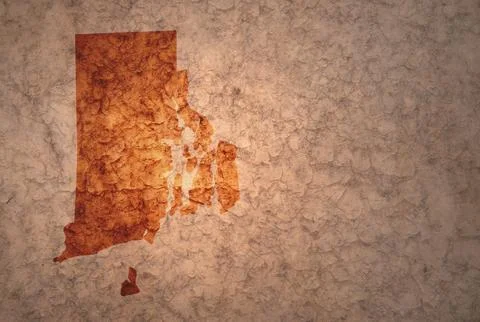 Map of rhode island state on a old vintage crack paper background Foto stock