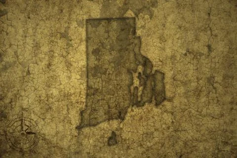 Map of rhode island state on a old vintage crack paper background . Stock Photos