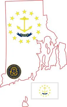 Map of Rhode Island State USA Stock Illustration
