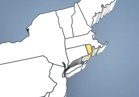 Map of rhode island, usa, united states of america, contour, 3d illustration Stock Illustration