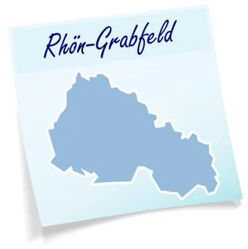 Map of rhoen-grabfeld as sticky note Stock Illustration