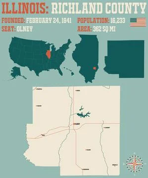 Map of Richland County in Illinois Stock Illustration