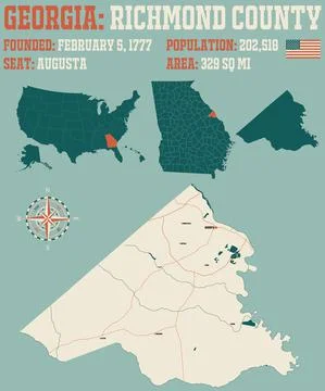 Map of Richmond County in Georgia Stock Illustration