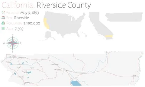 Map of Riverside County in California Illustrazione stock