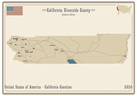 Map of Riverside County in California Stock Illustration
