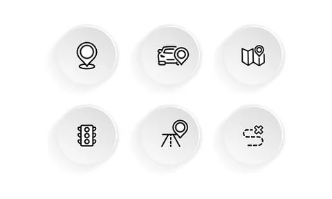 Map with road and location icon set. Vector on isolated white background. EPS Stock Illustration