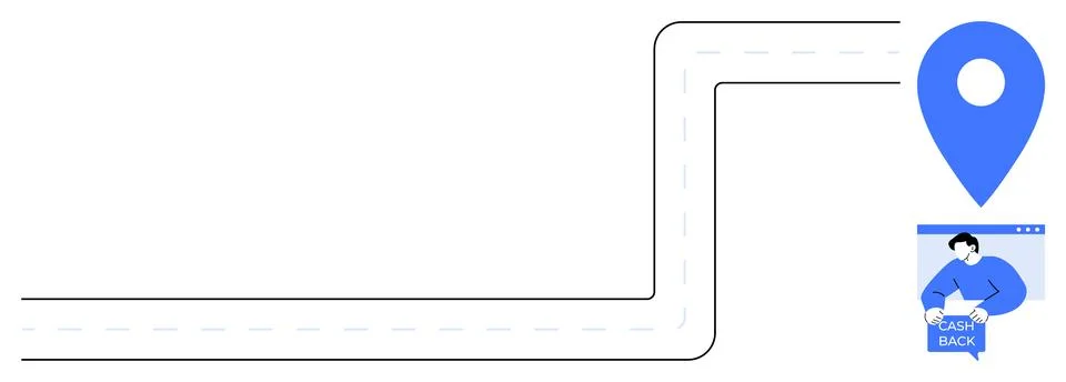 Map with Road Path, Blue Location Pin, and Store Sign Board イラスト素材